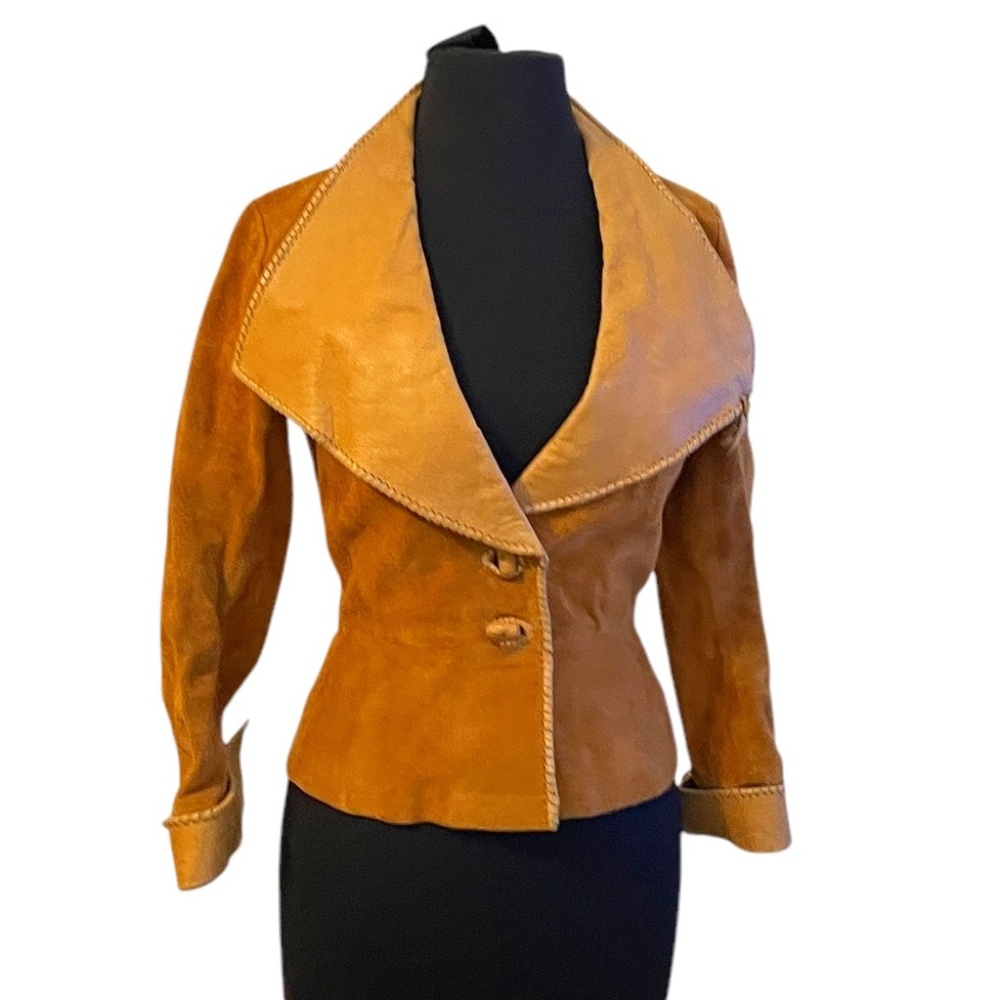 Vintage Handcrafted Custom Made Char Of Mexico Women's Leather Suede Jacket Xs